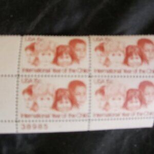 1979 #1772, 15CENT, INTERNATIONAL YEAR OF THE CHILD, 4 BLOCK,STAMP